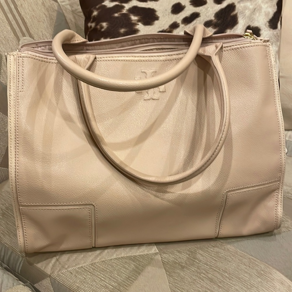 Tory burch “ella canvas/leather” tote